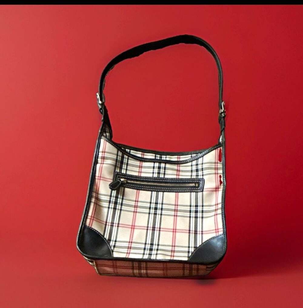 Liz Claiborne Plaid Shoulder Bag with Zipper Pocket